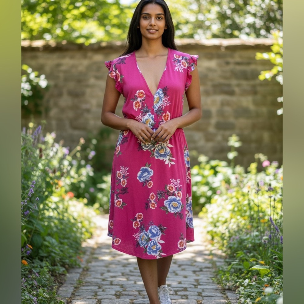 Jessica Simpson Tropical Floral Dress Plus NWT |Pink Print Petite 3x & Petite 1x
